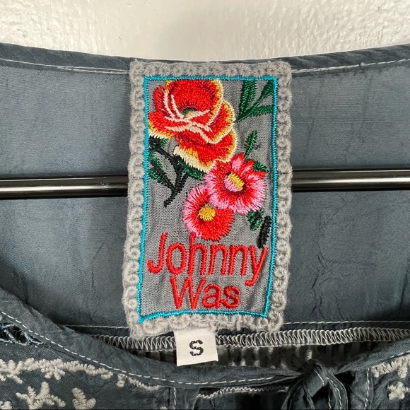 Johnny Was boho embroidered semi sheer tunic roll sleeve size small - Picture 7 of 8